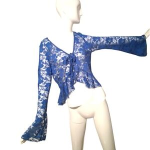 Y2k Whimsical Fairygrunge London Rose Womens size Large Romantic Lace Ruffle Top